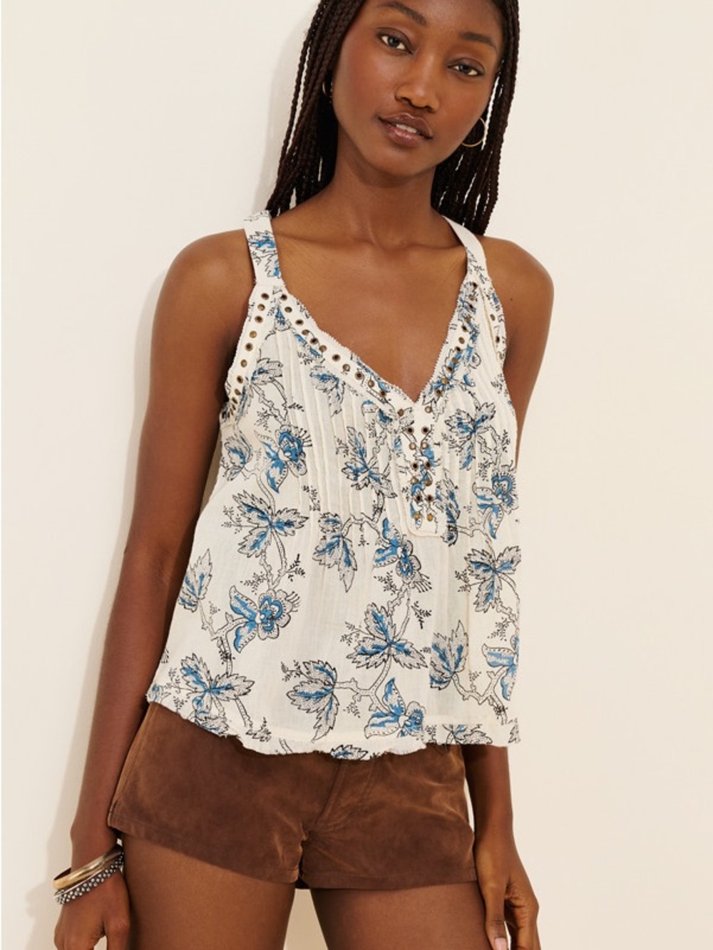 NWOT Anthropologie Trina Pintuck Sleeveless Swing Top